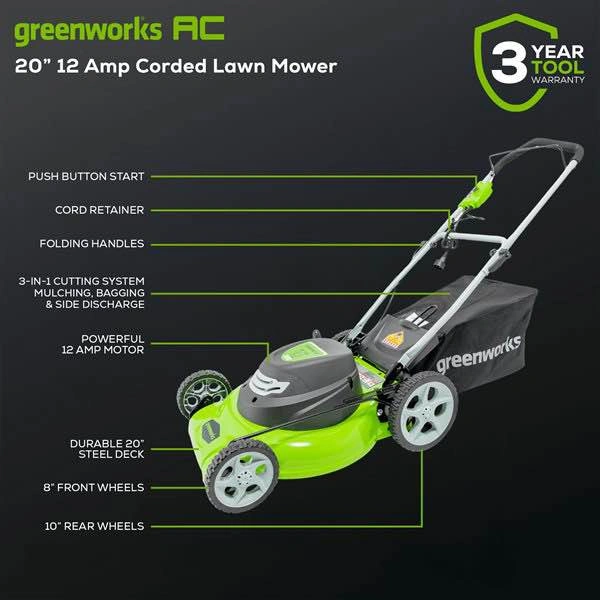 Greenworks Corded Lawn Mower - photo 2
