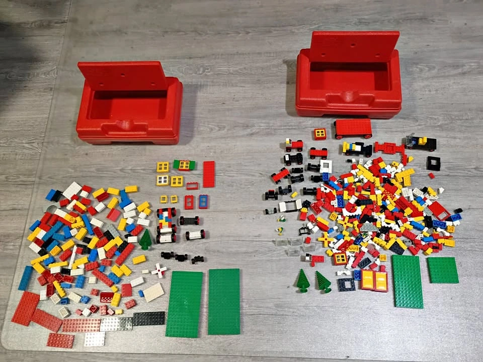 Lot of Two Small Vintage Lego Briefcases with Blocks