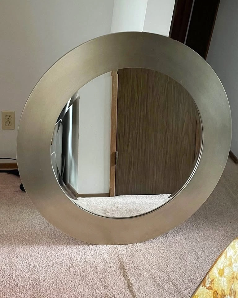 4 feet Large Round Wall Mirror with Brushed Silver/Gold Frame