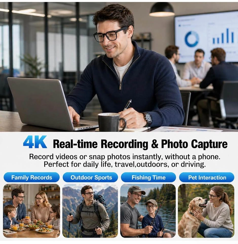 AI Smart Glasses with 4K Camera (Transparent Lens) - photo 3