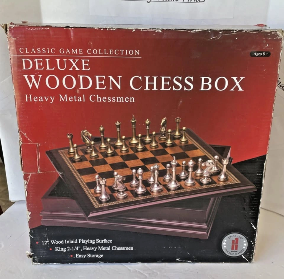 Deluxe Wooden Chess Box w/ Heavy Metal Chessmen - photo 3