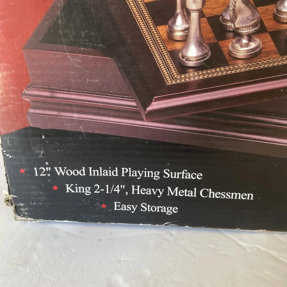 Deluxe Wooden Chess Box w/ Heavy Metal Chessmen - photo 4