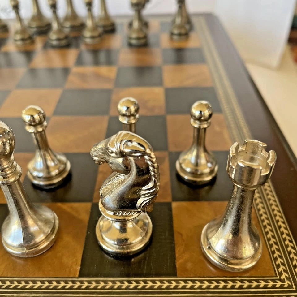 Deluxe Wooden Chess Box w/ Heavy Metal Chessmen - photo 5