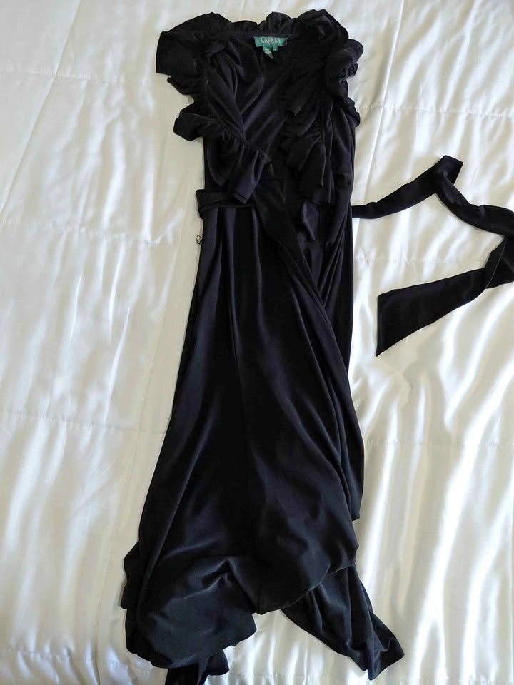 Ralph Lauren Classic Black Wrap-Style Dress - Size 4