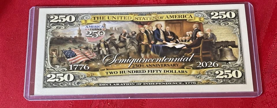 Donald Trump 250 Bill Anniversary Novelty Note with 1g Silver - photo 2