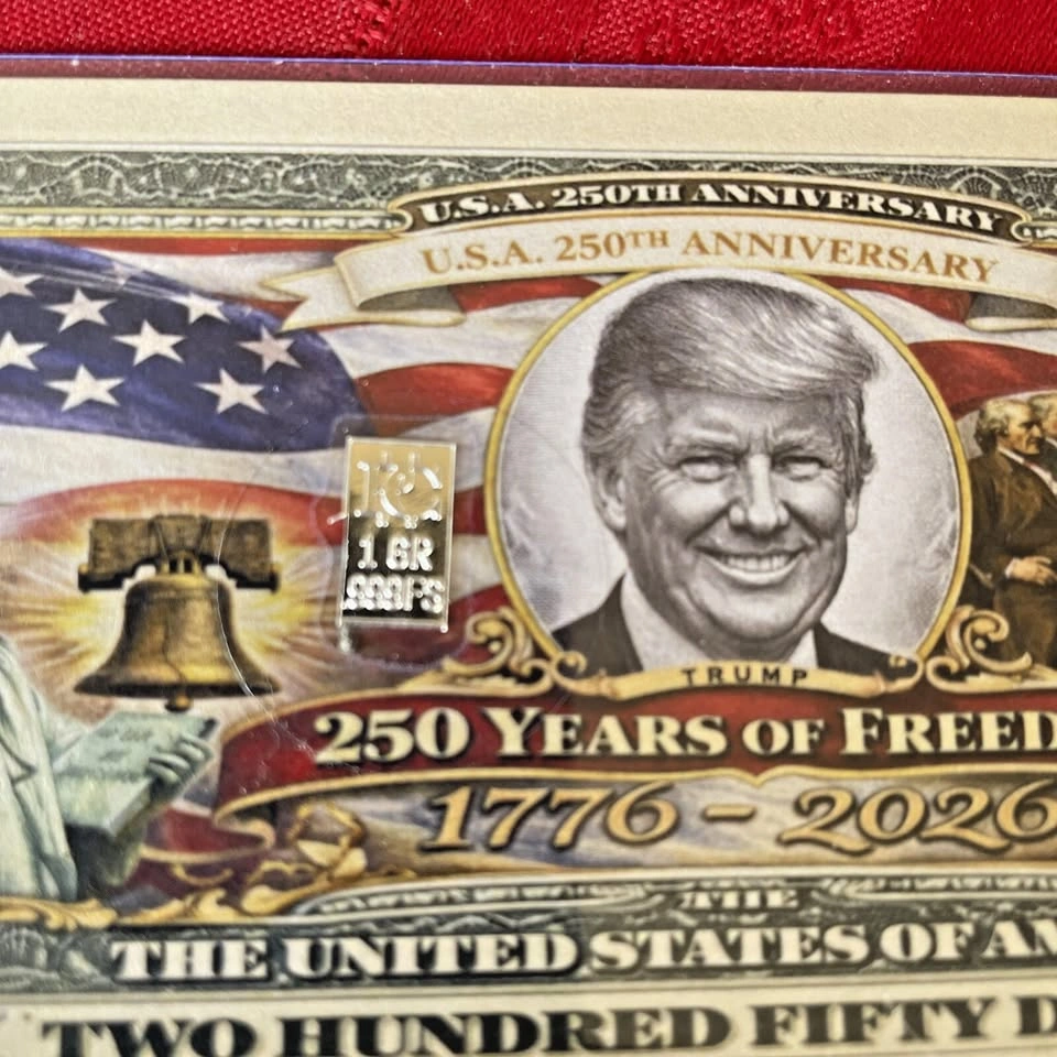 Donald Trump 250 Bill Anniversary Novelty Note with 1g Silver - photo 3