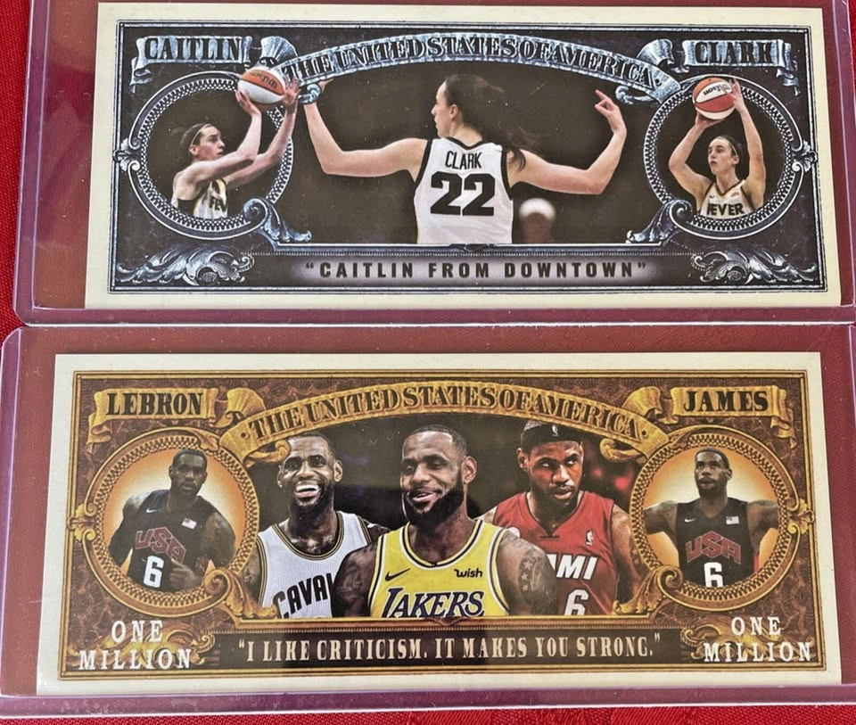 Lot of 2 NBA WNBA Novelty 1 Million dollar bills with 1g Silver - photo 4