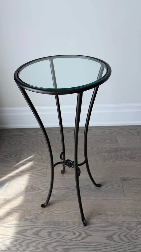 Modern Metal & Glass Pedestal Table – 28" High - photo 3