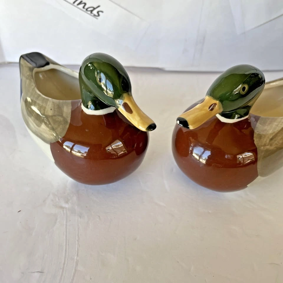 2 Vintage Goss Mallard Duck Hand Painted Porcelain Figurine - photo 2