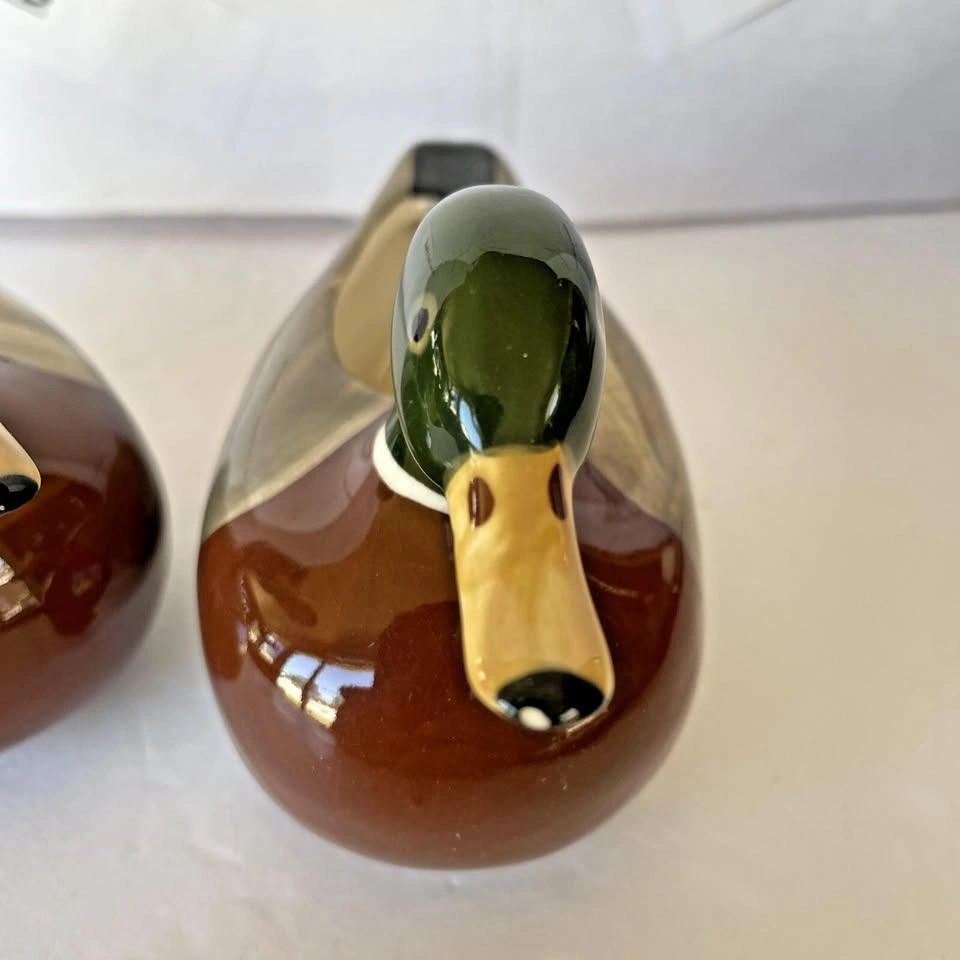 2 Vintage Goss Mallard Duck Hand Painted Porcelain Figurine - photo 3