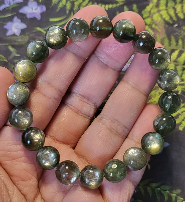 Green Lepidolite Beaded Bracelet 10mm - photo 3