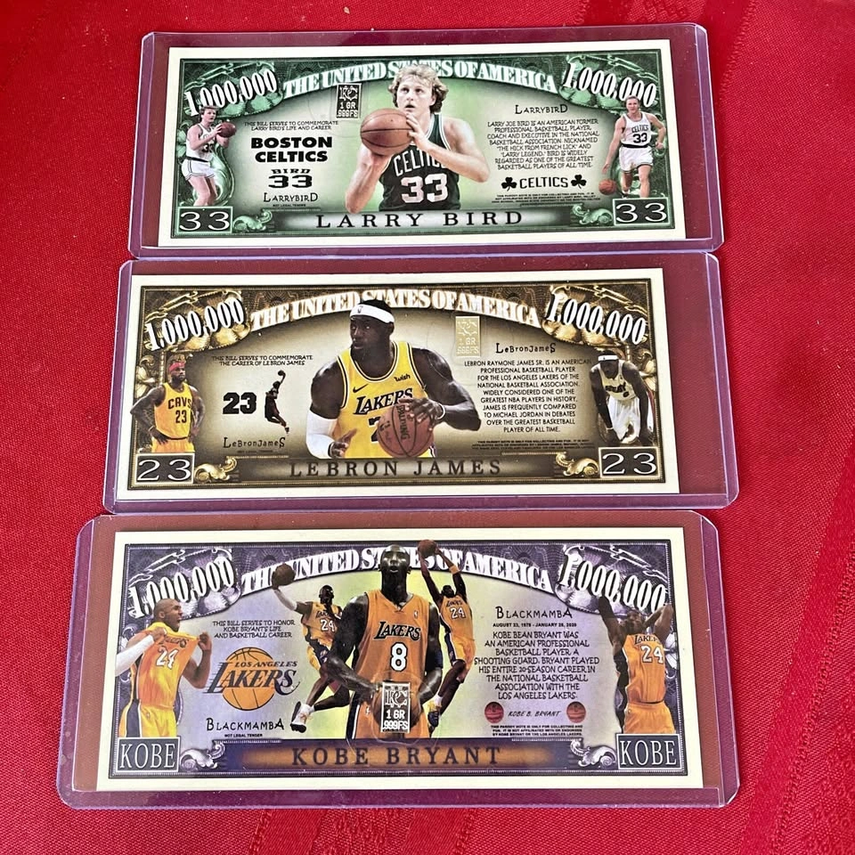 Lot of 3 NBA Novelty 1 Million Dollar Bills with 1g Silver