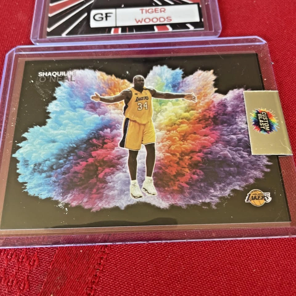 Lot of 2 Fan Art cards Shaquille O'neal Lakers Tiger Woods - photo 3