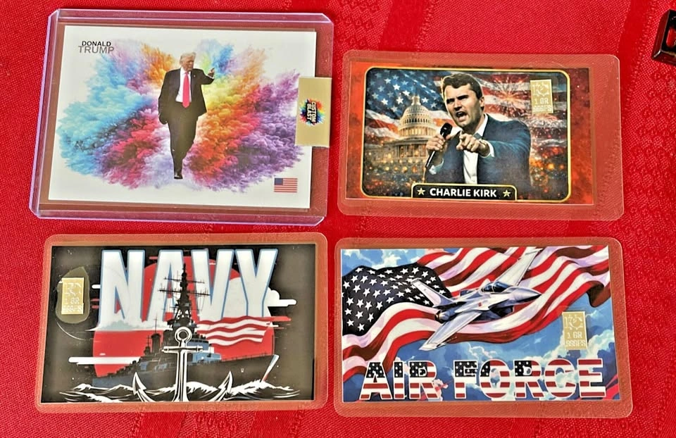 Lot of 4 Patriotic Cards 3 cards with 1gr 999 silver each