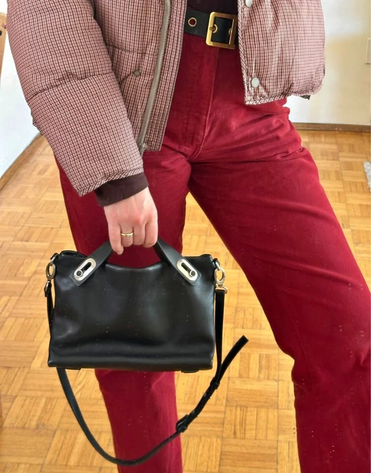 Skagen Black Leather Shoulder/Hand Bag