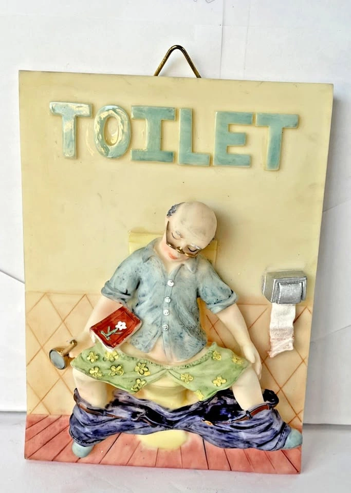 Vintage Shiah Yih Toilet Man Door/Wall Plaque 4.5 x 6