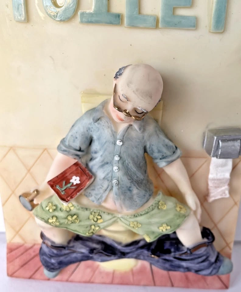 Vintage Shiah Yih Toilet Man Door/Wall Plaque 4.5 x 6 - photo 2