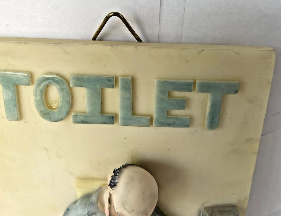 Vintage Shiah Yih Toilet Man Door/Wall Plaque 4.5 x 6 - photo 3