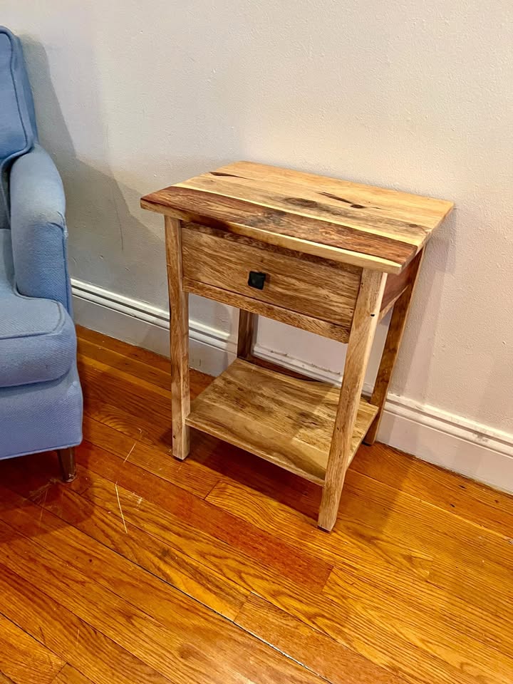Solid Acacia Wood Side Table / Nightstand