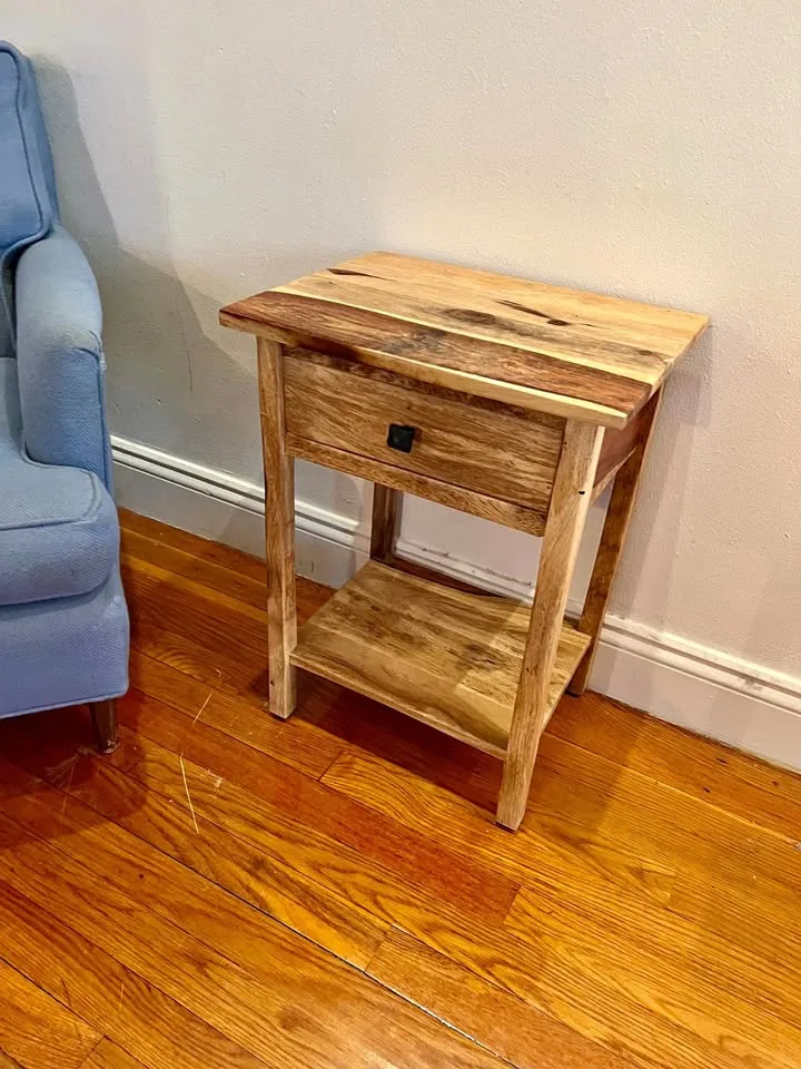 Solid Acacia Wood Side Table / Nightstand thumbnail