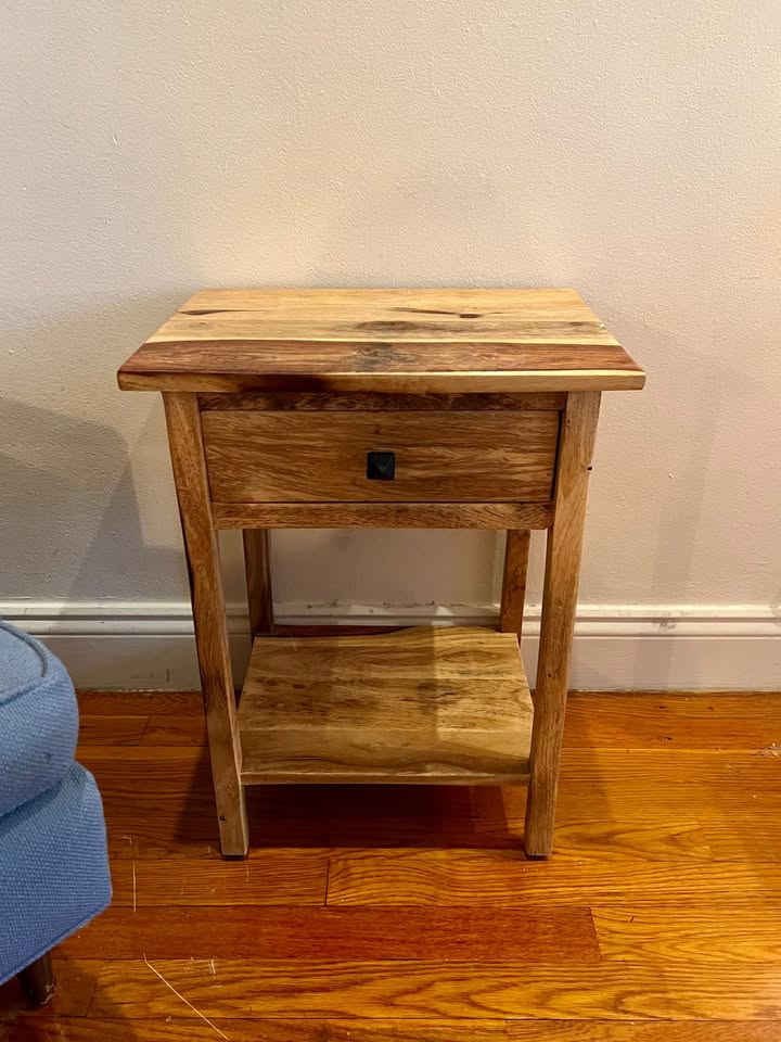 Solid Acacia Wood Side Table / Nightstand - photo 2
