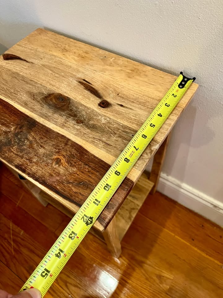 Solid Acacia Wood Side Table / Nightstand - photo 4