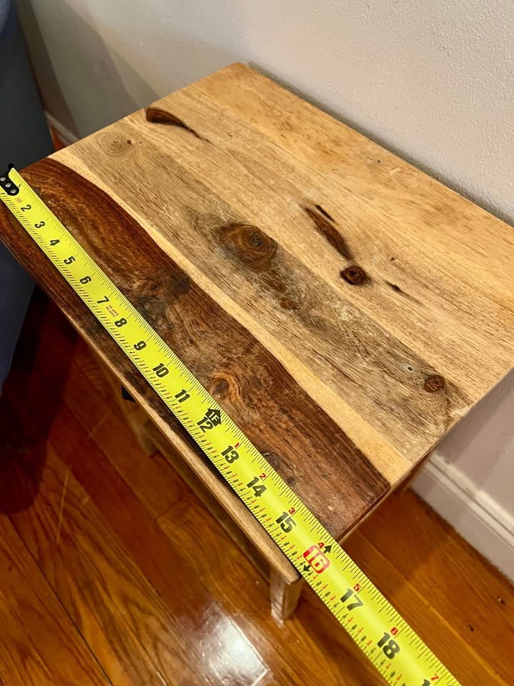 Solid Acacia Wood Side Table / Nightstand - photo 5