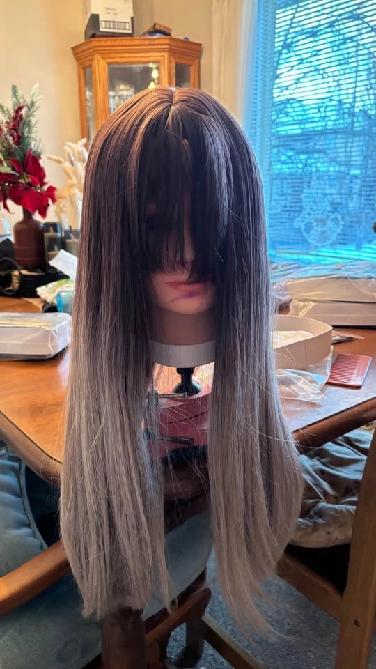 Natural Long Straight Hair Wig with Bangs (Ombre) - photo 2