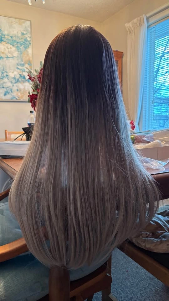 Natural Long Straight Hair Wig with Bangs (Ombre) - photo 4