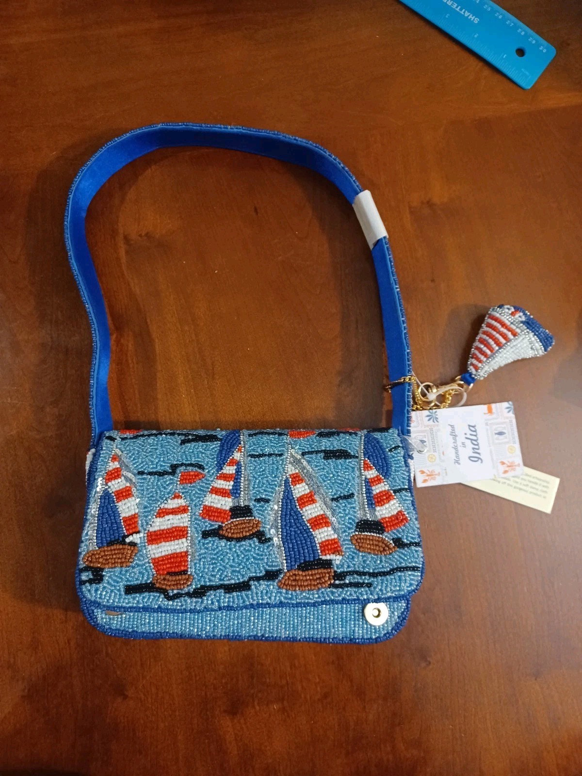 Handcrafted in India Beaded Bag Viral TikTok NWT Sailboats