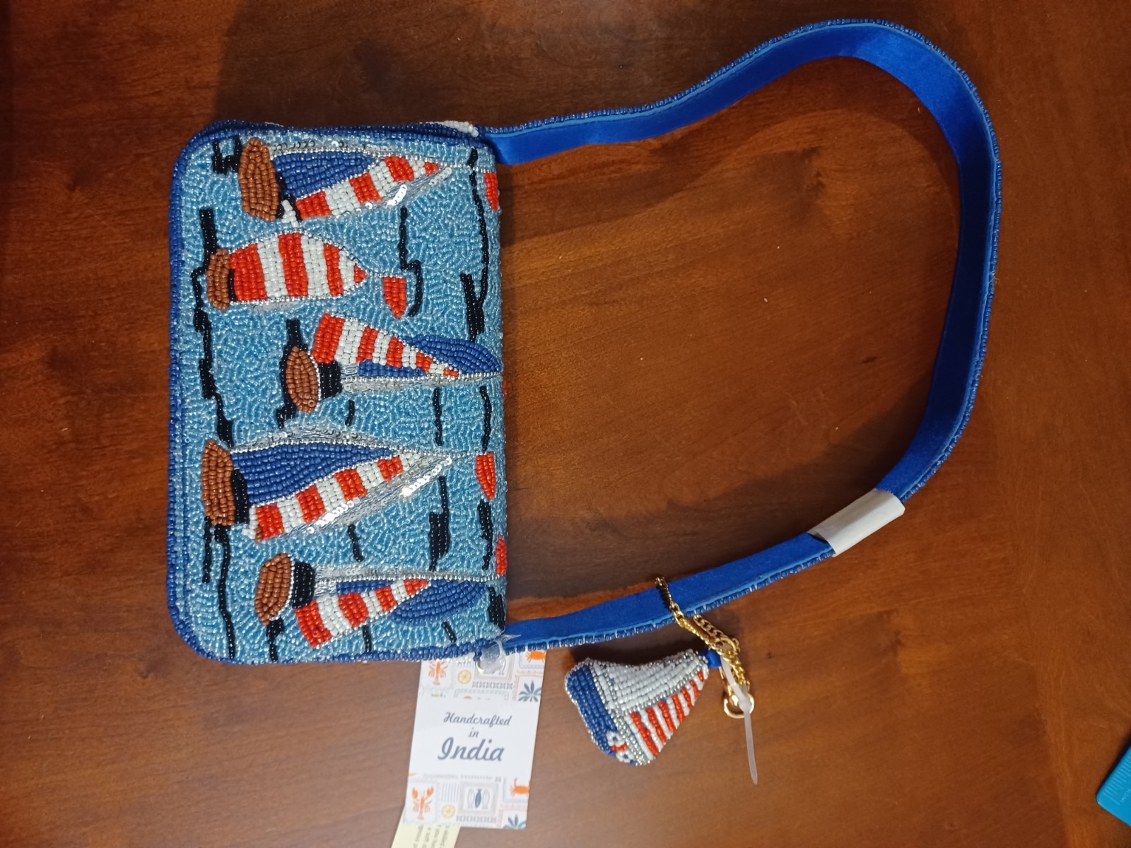 Handcrafted in India Beaded Bag Viral TikTok NWT Sailboats - photo 4