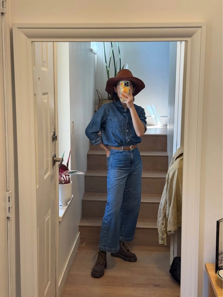 ZARA Bootcut Cowboy Style Straight Denim Jeans - photo 2
