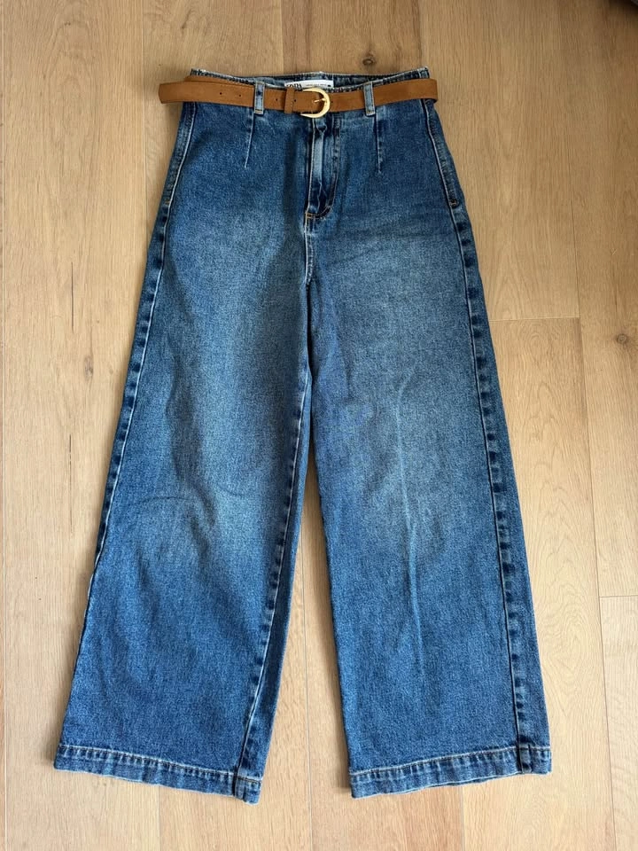 ZARA Bootcut Cowboy Style Straight Denim Jeans - photo 4