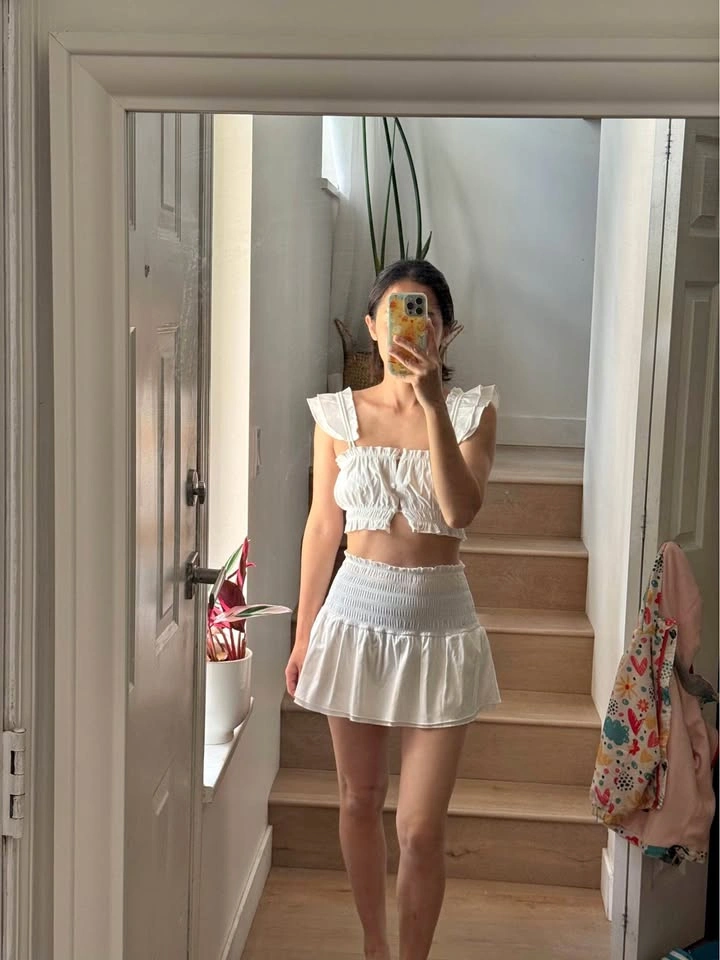 BNWT! White Two-Piece Ruffle Crop Top and Skirt Set