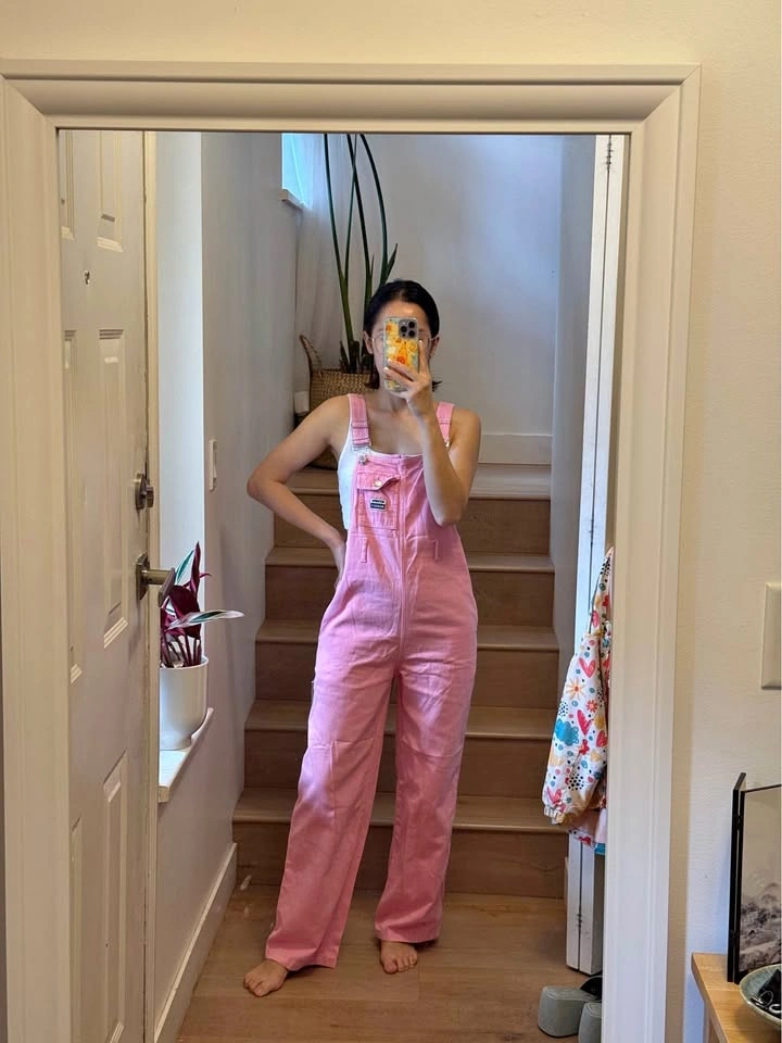 Brand New Vero Moda Pink Denim Overalls with Belt