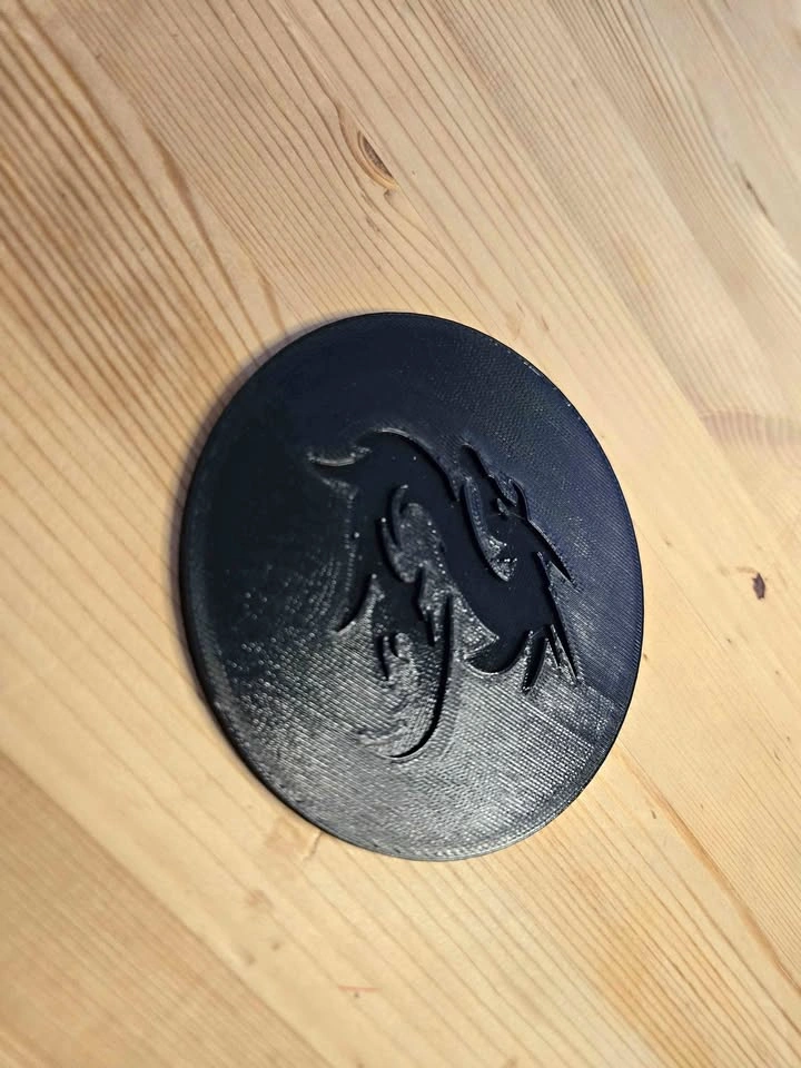 3D Printed Dragon Coaster – Black – Drink Coaster – PLA