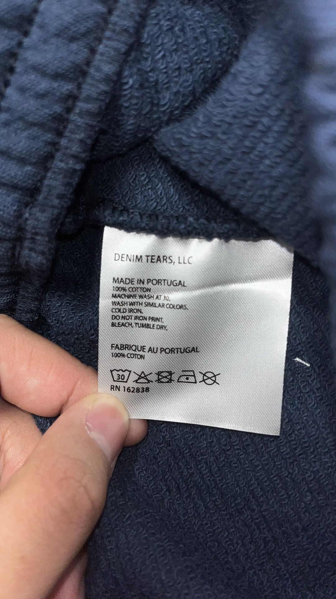 DENIM TEARS Navy Floral Cotton Sweat Shorts XL - photo 3