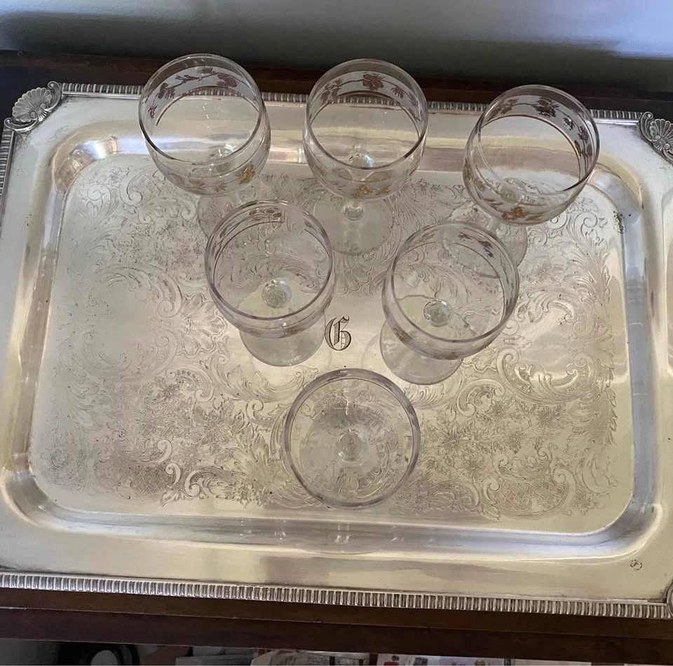 Set of 6 Vintage Libbey Golden Pinecone Stemware Wine Glasses - photo 3