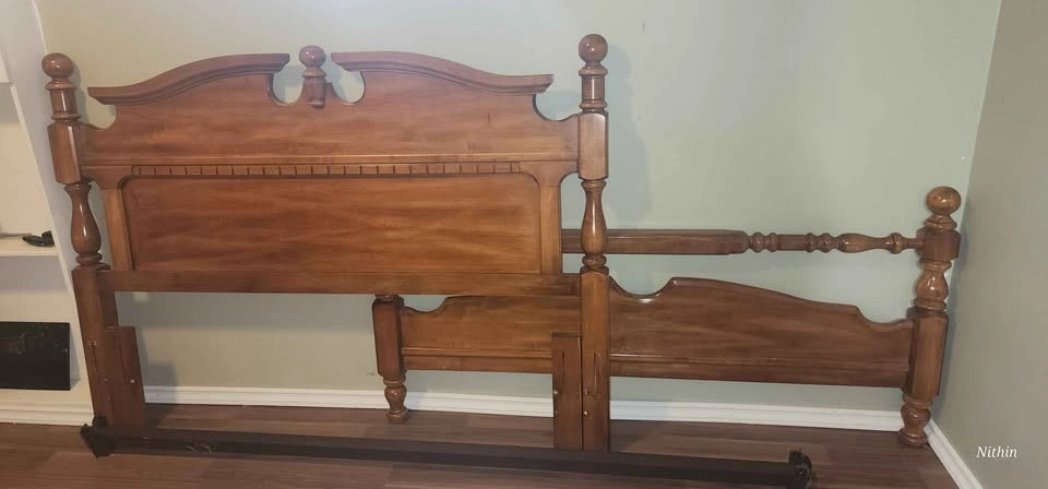 Vintage Kroehler Queen Bed Frame Solid wood - photo 5
