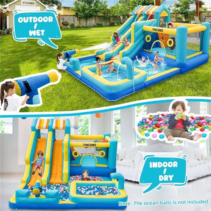 10-in-1 Inflatable Bounce House with Water Slide & Pool - photo 2