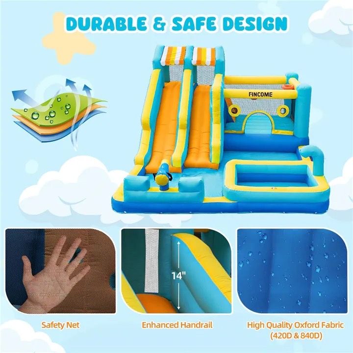 10-in-1 Inflatable Bounce House with Water Slide & Pool - photo 3