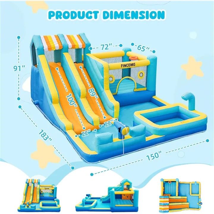 10-in-1 Inflatable Bounce House with Water Slide & Pool - photo 4