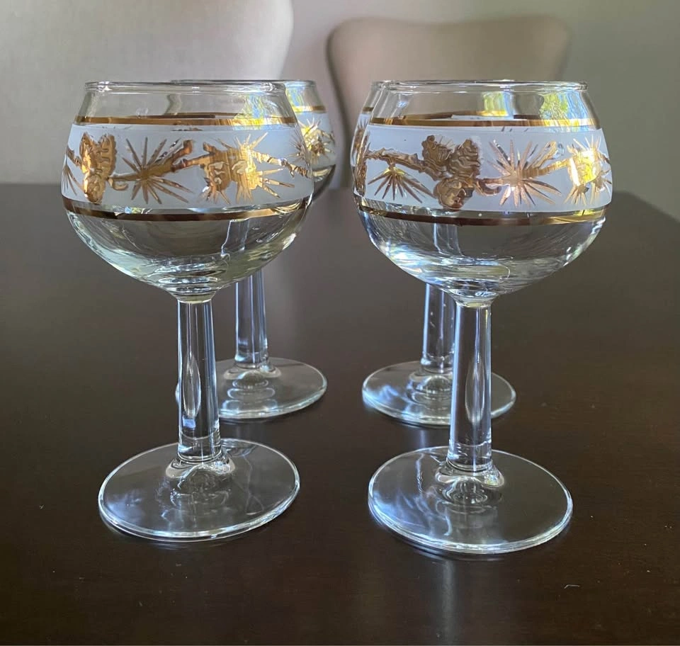 Vintage Gold Pinecone Cordial Glasses - Set of 4 - photo 2