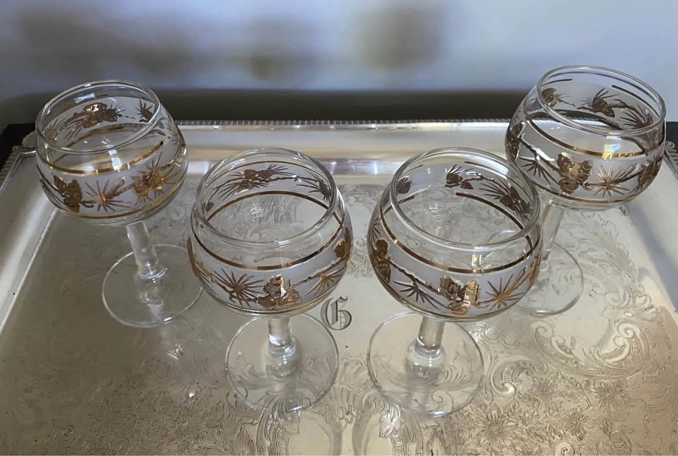 Vintage Gold Pinecone Cordial Glasses - Set of 4 - photo 3