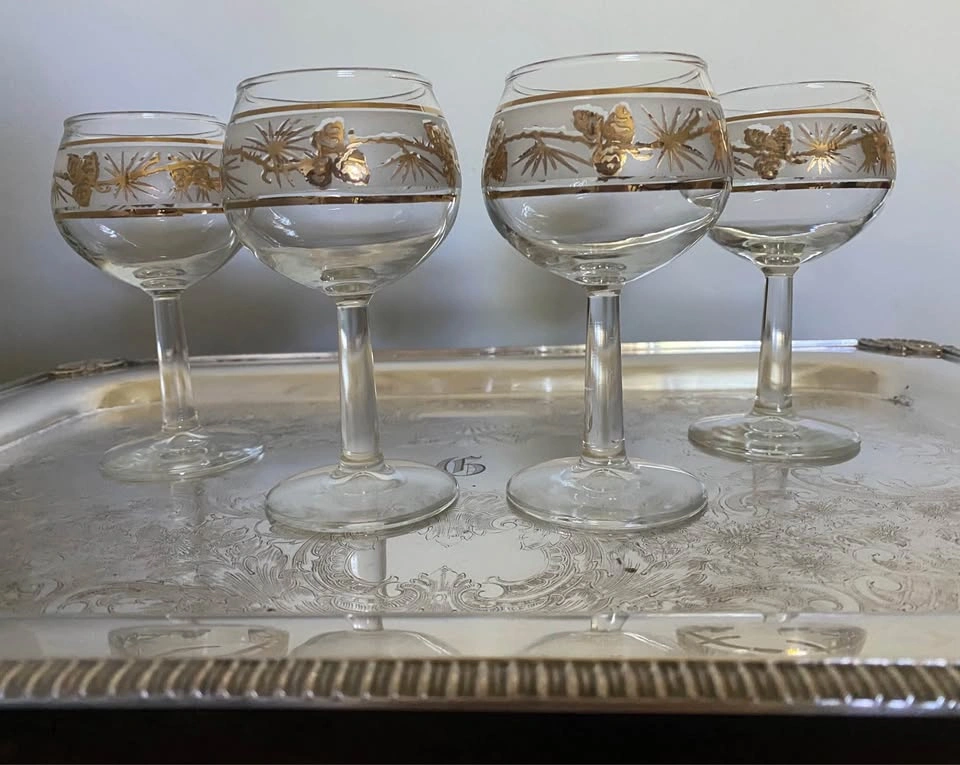 Vintage Gold Pinecone Cordial Glasses - Set of 4 - photo 4