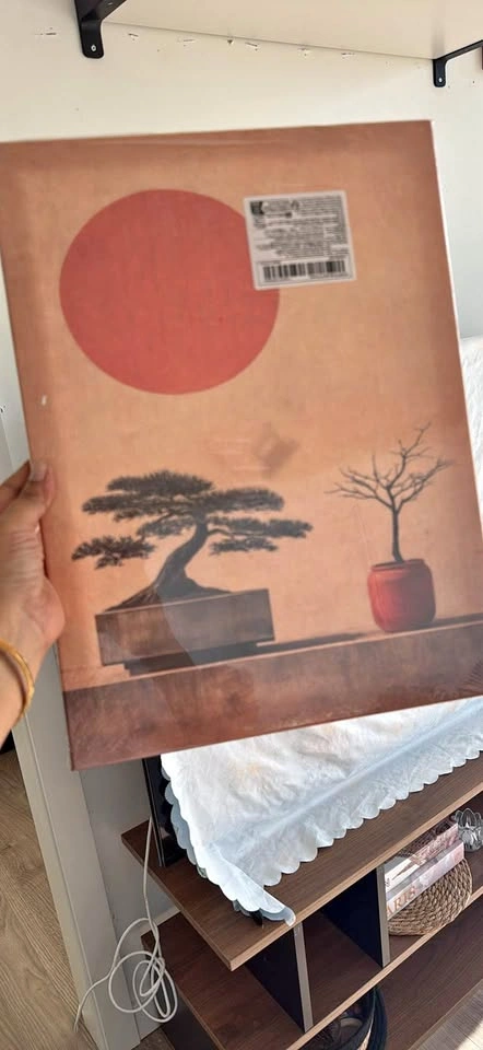 Japanese Style Bonsai and Red Sun Canvas Wall Art