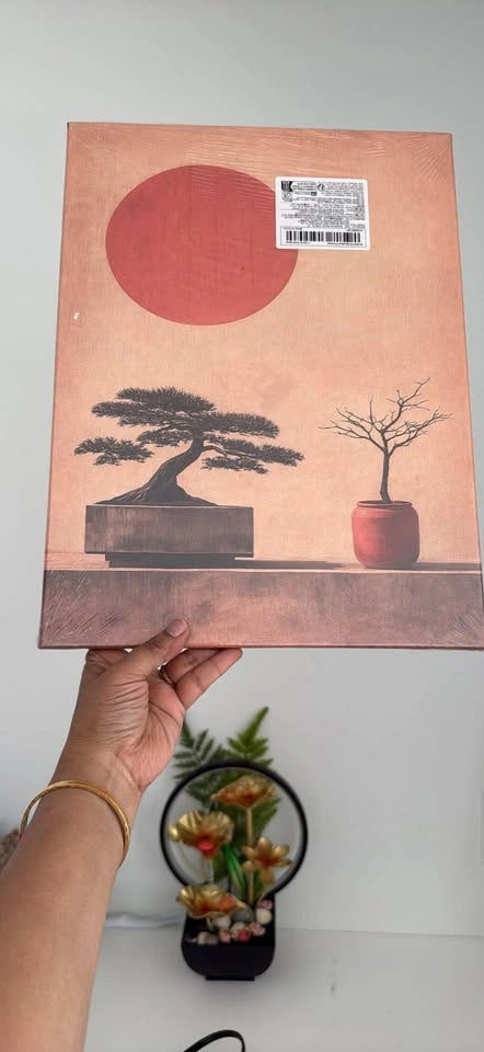 Japanese Style Bonsai and Red Sun Canvas Wall Art - photo 3
