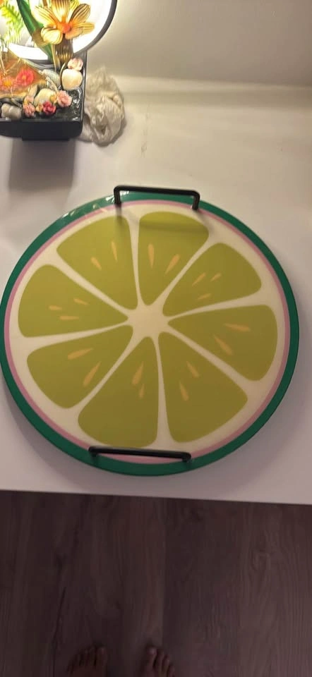 Whimsical Round Lime Slice Serving Tray with Handles (15 inches) - photo 2