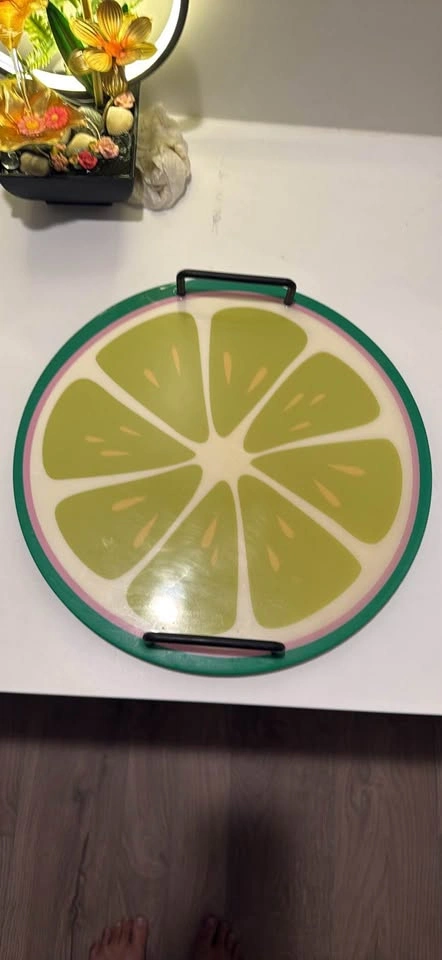 Whimsical Round Lime Slice Serving Tray with Handles (15 inches) - photo 3