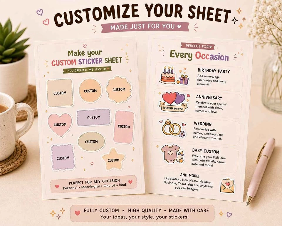🎨✨ Custom Sticker Sheets Set of 2– Made Just for You!